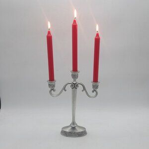 Vintage 3 Place Candelabra With Red Candlesticks